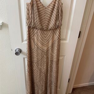 Adrianna Papell Beaded Maxi Dress in Tan